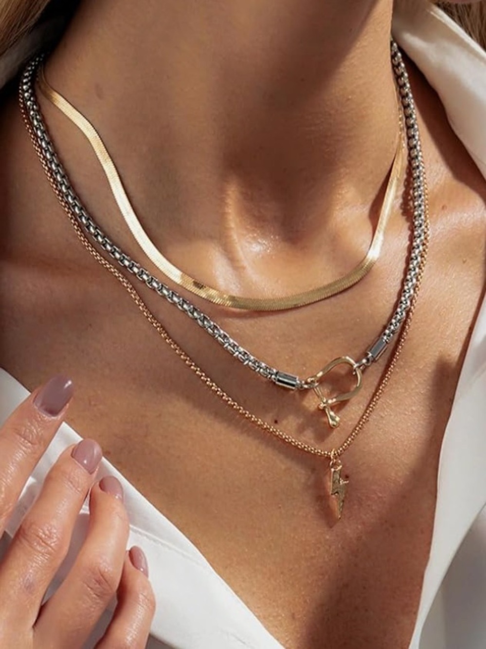 Silver and gold necklace only for sale